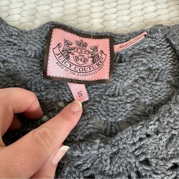 Juicy Couture Womens Small 3/4 Sleeve Crochet Dress Gray Fall Layered Tunic - Picture 4 of 10